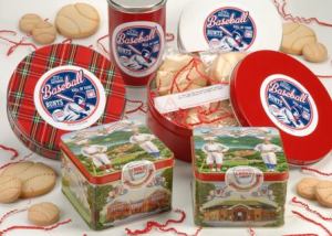 Baseball cookies packaged in special National Baseball Hall of Fame tins, a great way to celebrate an upcoming trip to Cooperstown