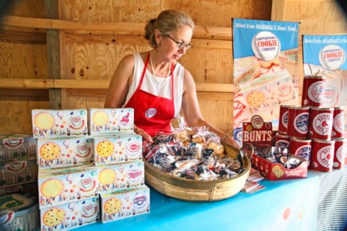 Cooperstown Cookie founder displays her baseball cookies, tins and Ballpark Bunt Boxes at Cooperstown Festival