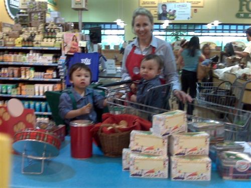 Cooperstown Cookie Co. founder Pati Grady with little Red Sox fans in the Whole Foods by Fenway Park
